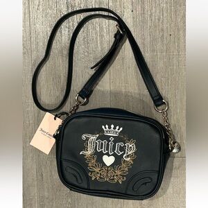 NEW Y2K Juicy Couture Heritage Crossbody Purse Licorice Black Faux Leather Retro